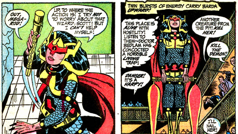 Barda uses her Mega-Rod to take flight.